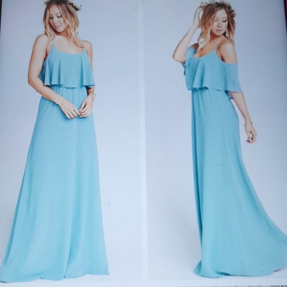 NWT SMYM Silver Sage Caitlin Ruffle Maxi Dress